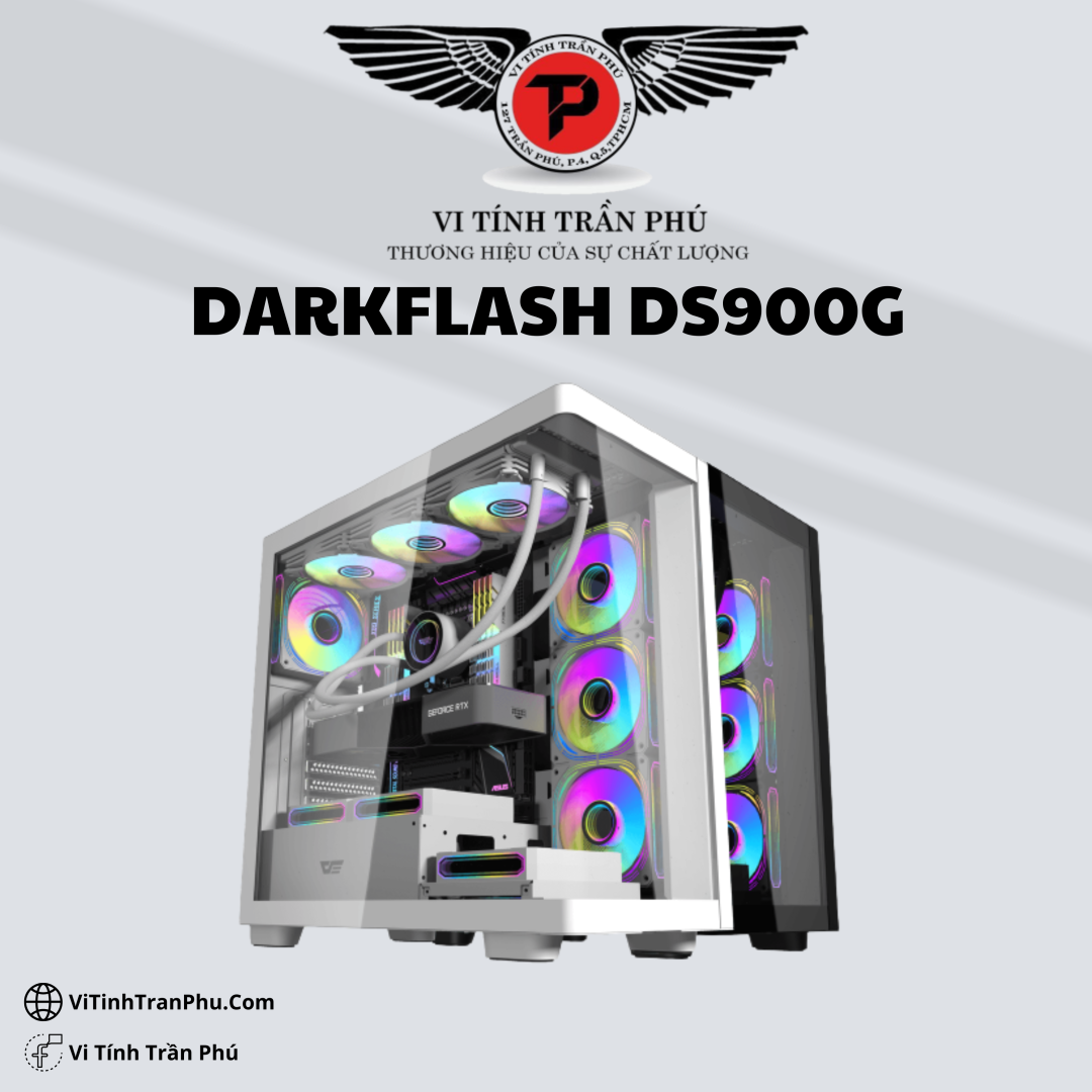 VỎ CASE MÁY TÍNH DARKFLASH DS900G KÍNH CONG NGUYÊN KHỐI (ATX)